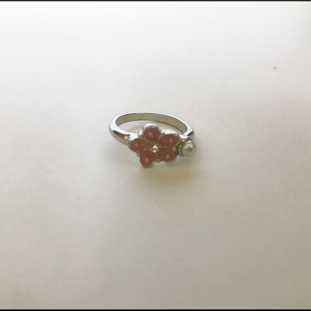 Forever 21 Pink Coral Flower Pearl Silver Ring